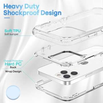 ORIbox for iPhone 13 Pro Max/12 Pro Max Case Clear, [10 FT Military Grade Drop Protection], Transparent Heavy Duty Shockproof Anti-Fall Case for iPhone 13/12 Pro Max,6.7 inch,3 in 1, Crystal Clear