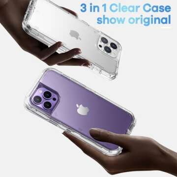 ORIbox for iPhone 13 Pro Max/12 Pro Max Case Clear, [10 FT Military Grade Drop Protection], Transparent Heavy Duty Shockproof Anti-Fall Case for iPhone 13/12 Pro Max,6.7 inch,3 in 1, Crystal Clear