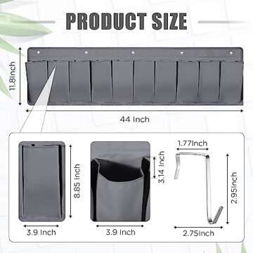 Berlune 2 Pcs RV Shoe Storage Pockets Bed 44.1 Inches Hanging RV Organizer with 10 Sturdy Hooks for ...