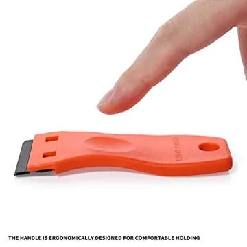 EHDIS 1.5" Plastic Razor Scraper Tool with 10pcs Double Edged Blades for Adhesive Remover,Removing Labels Stickers Decals Taping on Glass Windows(Orange)