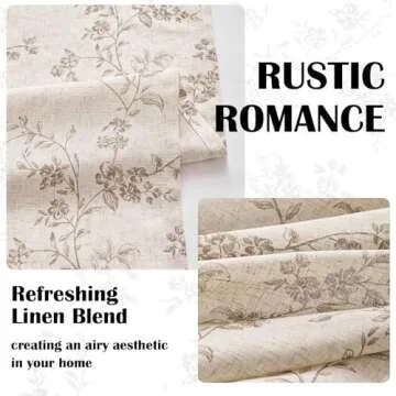 Lazzzy Linen Floral Curtains - Rustic Light Filtering Drapes
