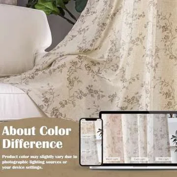 Lazzzy Linen Floral Curtains - Rustic Light Filtering Drapes