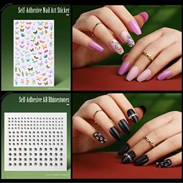 Teenitor 24 Pack 576 PCS Press On Nails Medium Length Coffin Glue On Nails, Coffin Shape Press On Na...