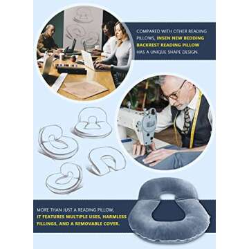 INSEN Reading Pillow, Back Pillow for Sitting in Bed for Reading, Nurse & Relax, Reading Pillow for ...
