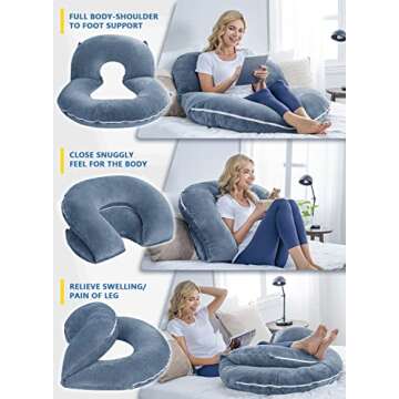 INSEN Reading Pillow, Back Pillow for Sitting in Bed for Reading, Nurse & Relax, Reading Pillow for Adults, Moms & Kids, Sit Up Pillow for Bed, Blue Bubble Velvet