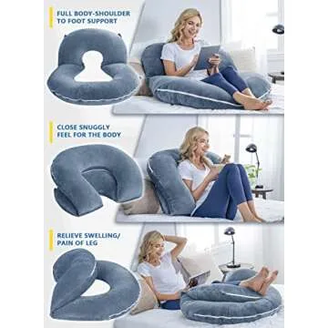 INSEN Reading Pillow, Back Pillow for Sitting in Bed for Reading, Nurse & Relax, Reading Pillow for Adults, Moms & Kids, Sit Up Pillow for Bed, Blue Bubble Velvet