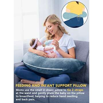 INSEN Reading Pillow, Back Pillow for Sitting in Bed for Reading, Nurse & Relax, Reading Pillow for Adults, Moms & Kids, Sit Up Pillow for Bed, Blue Bubble Velvet