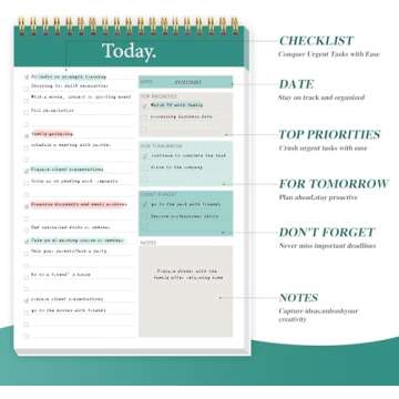 GOLDPEI To Do List Notepad - Daily Planner Pad Undated 52 Sheets Tear Off, 6.5" x 9.8" Planning Pad ...