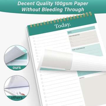 GOLDPEI To Do Note Pad - 52 Sheets for Organized Planning