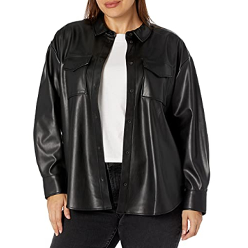 Faux Leather Long Shirt Jacket for Women - The Drop