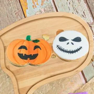 Whaline 2Pcs Halloween Charcuterie Board Pumpkin Ghost Serving Trays Bamboo Cheese Platter Tray Appetizer Boards Party Serving Platters for Home Party Dinnerware Supplies