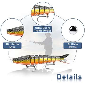 Keenjorika Multi Jointed Fish Lures 3 Pack for Anglers