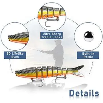Keenjorika Multi Jointed Fish Lures 3 Pack for Anglers