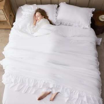 Andency White Ruffle Comforter Full Set for Elegant Bedrooms