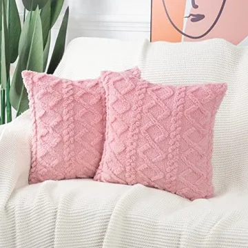 MADIZZ Set of 2 Soft Plush Fuzzy Throw Pillow Covers 20x20