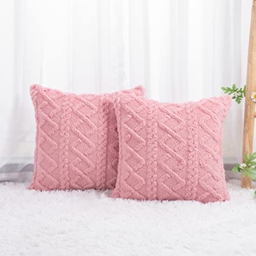 MADIZZ Set of 2 Soft Plush Fuzzy Throw Pillow Covers 20x20