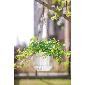 Melphoe 2 Pack Self Watering Hanging Planters Indoor Flower Pots, 6.5 Inch Outdoor Hanging Plant Pot Basket, Plant Hanger with 3Hooks Drainage Holes for Garden Home (Gray + White)