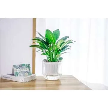 Melphoe 2 Pack Self Watering Hanging Planters Indoor Flower Pots, 6.5 Inch Outdoor Hanging Plant Pot Basket, Plant Hanger with 3Hooks Drainage Holes for Garden Home (Gray + White)