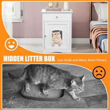VANCETO Cat Cupboard, Cat Litter Cabinet, Indoor Cat House Side Table, Litter Box Enclosure, Pet Cra...