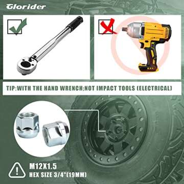 glorider M12x1.5 Lug Nuts, 20Pcs M12-1.5 Open End Aftermarket Wheel LugNuts 19mm Hex 21mm Height Conical fit for Escape Tacoma Camry Trailblazer Odyssey Civic Accord CRV Element HRV Avalon Focus