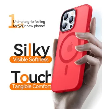 CANSHN Magnetic Compatible with iPhone 16 Pro Case [Compatible with Magsafe] [Translucent Matte] Slim Thin Shockproof Protective Bumper Phone Case Cover 6.3 Inch - Red