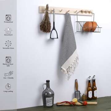 Evelynen Decorative Hand Towels for Bathroom Set of 4 (16" x 32") Boho Turkish Hand Towels with Hanging Loops for Face, Hair, Gym, Guest, Tea, Dish, Kitchen and Bath (Black)