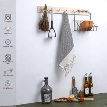 Evelynen Decorative Hand Towels for Bathroom Set of 4 (16" x 32") Boho Turkish Hand Towels with Hanging Loops for Face, Hair, Gym, Guest, Tea, Dish, Kitchen and Bath (Black)