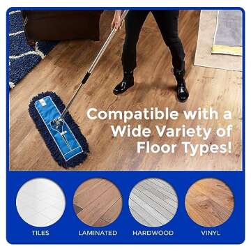 Nine Forty Residential | Commercial 36 Inch Janitorial USA Floor Dry Dust Mop Broom Set | Handle