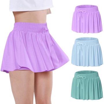 EXARUS 3 Pack Girls Butterfly Shorts - Flowy Athletic Dance Activewear