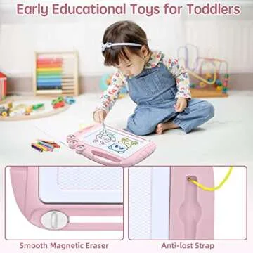 AiTuiTui Magnetic Drawing Board Toddler Toys for Girl Gifts, Erasable Doodle Sketching Writing Pad Travel Games for Kids in Car, Early Education Learning Skill Development Toys for Toddlers