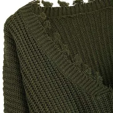 ZAFUL Women's V-Neck Ripped Crop Sweater - Trendy Style