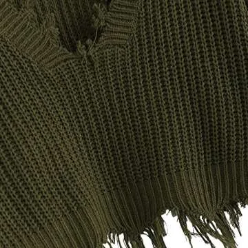 ZAFUL Women's V-Neck Ripped Crop Sweater - Trendy Style