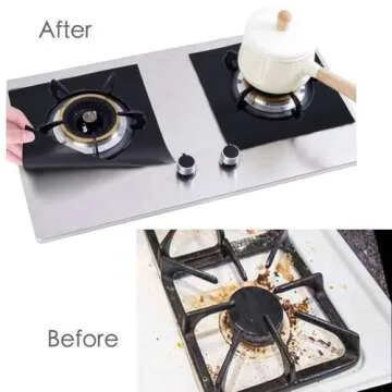 Stove Burner Covers - Gas Stove Protectors Black 0.2mm Double Thickness, Reusable, Non-Stick, Fast Clean Liners for Kitchen/Cooking. Stove top Covers Gas Burners Size 10.6" x 10.6" BPA Free(8 Packs)