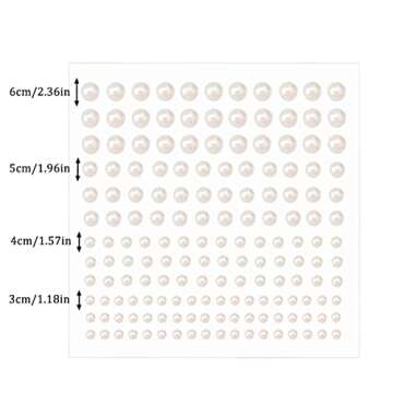 1650 Pcs Self Adhesive Pearl Stickers for Crafts Hair Face Makeup Nail Cell Phone Decor, 3mm/4mm/5mm/6mm (White)