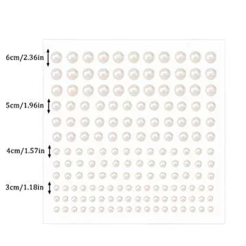 1650 Pcs Self Adhesive Pearl Stickers for Crafts Hair Face Makeup Nail Cell Phone Decor, 3mm/4mm/5mm/6mm (White)