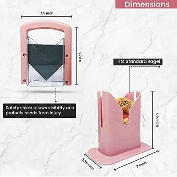 Slyce - Bagel Slicer, Bagel Cutter with Safety Shield and Safe Grip, Bagel Holder for Cutting Large and Small Bagels, Stainless Steel Blade (Pink)
