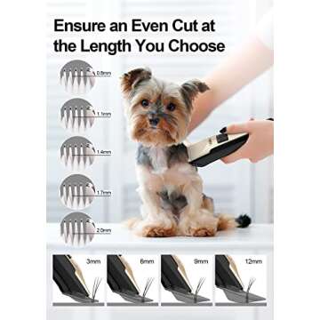 Veken Dog Grooming Kit Clippers, Low Noise Rechargeable Cordless Electric Quiet Dog Clippers for Grooming, Professional Pet Hair Clippers Shaver Trimmers Set for Thick to Heavy Coats Dogs Cats Pets
