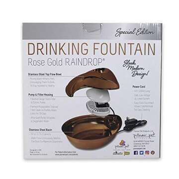 Pioneer Pet Raindrop Fountain Rose Gold Stylish Design 60 oz