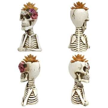 LAIKEARTS Skull Fake Plants, Planter Pots with Artificial Succulents, Faux Indoor Plants for Home De...