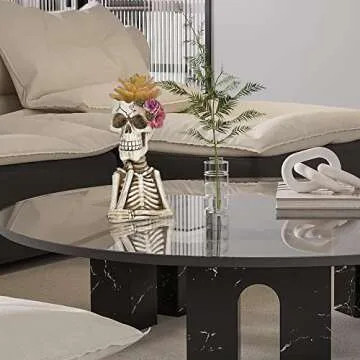 LAIKEARTS Skull Fake Plants, Planter Pots with Artificial Succulents, Faux Indoor Plants for Home Decor, Small Flower Pot for Desk Shelf, Handmade Resin Skeleton Statue, Unique for Women