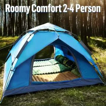 Night Cat Pop Up Tent, 2-3 Persons Instant Camping Tents with Footprint Tarp & Rainfly, Double Layer Waterproof Automatic Quick Setup Popup Tent