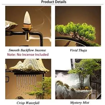 HSINYA Tabletop Buddha Water Fountains Indoor Water Fall with LED Light Zen Decor for Meditation with Mist Japanese Decor with Fake Plants Feng Shui Decor for Good Luck Wealth