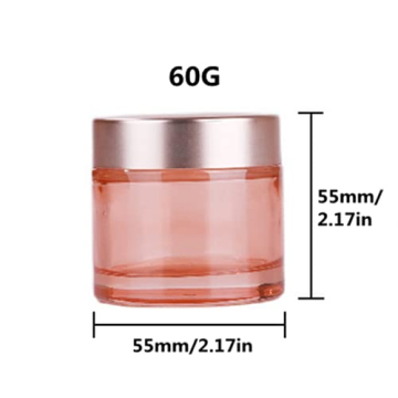 Stylish Pink Glass Cosmetic Jars with Rose Gold Lids