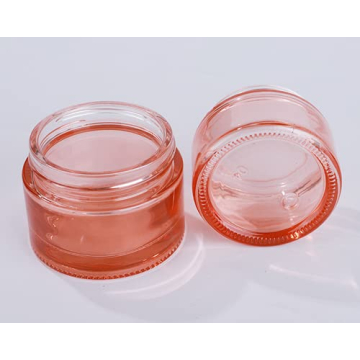 Stylish Pink Glass Cosmetic Jars with Rose Gold Lids