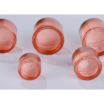 Stylish Pink Glass Cosmetic Jars with Rose Gold Lids