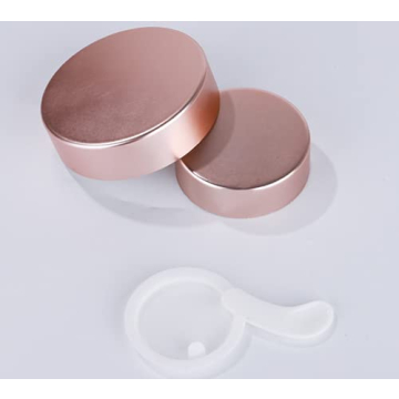 Stylish Pink Glass Cosmetic Jars with Rose Gold Lids