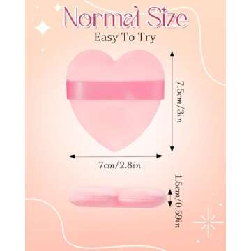 Glavatrix 6Pcs Valentine Powder Puff for Face Powder, Pink Heart Shape Soft Puffs for Applying Face ...