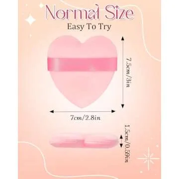 Glavatrix 6Pcs Valentine Powder Puff for Face Powder, Pink Heart Shape Soft Puffs for Applying Face ...