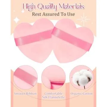 Glavatrix 6Pcs Valentine Powder Puff for Face Powder, Pink Heart Shape Soft Puffs for Applying Face Powders, Normal Size Velour Makeup Puff Beauty Tool for Women