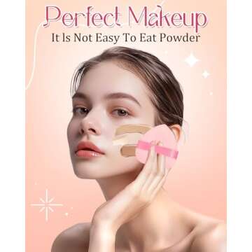 Glavatrix 6Pcs Valentine Powder Puff for Face Powder, Pink Heart Shape Soft Puffs for Applying Face Powders, Normal Size Velour Makeup Puff Beauty Tool for Women